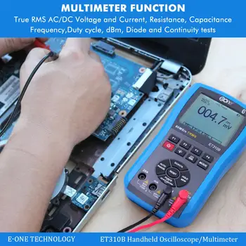 ET310B Bluetooth Oscilloscope Multimeter 2v1 Ročni razširljiv odprtokoden Področje uporabe Merilnika 80Msps 20MHz Connectable v Telefonu 1263