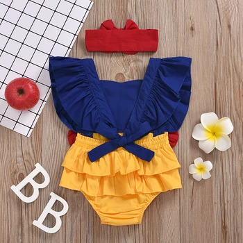 0-24M Princesa Newborn Baby Dekleta Romper Lok Ruffles Jumpsuit Sunsuit Rojstni Baby Dekleta Obleke Kostumi