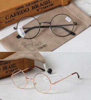 +1.0 1.5 2.0 2.5 3.0 3.5 4.0 Retro Kovinski Krog Obravnavi Očala Končal Dioptrije Unisex Branje Presbyopia Očala Ženske Moški