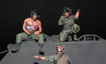 1/35 Obsega Vietnamska Vojna ameriške Vojske Tankerjev, ki govori 3 ljudi Miniature Unpainted Smolo Model Kit Slika Brezplačna Dostava
