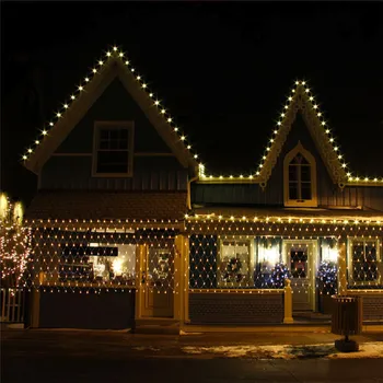 1.5MX1.5M 96 LED domov zunanji počitnice božič božič dekorativni poroko neto očesa niz vila zavese venci trakovi stranka