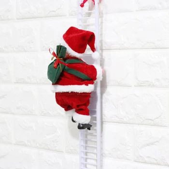 1 Kos Santa Claus Plezalna Lestev, Električni Santa Claus Lutka Božič Visi Drevo Ornament Zunanja Notranja Vrata Dekoracijo Sten