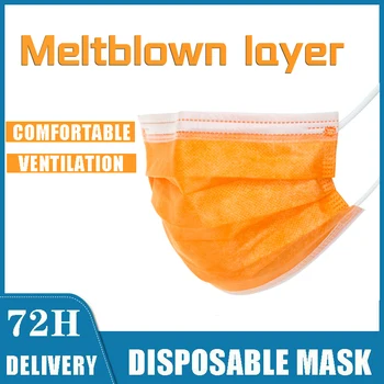 10 / 50 / 100 / 200pcs razpoložljivi oranžno masko non, tkane tri-slojni filter za masko, s odraslih rumena masko