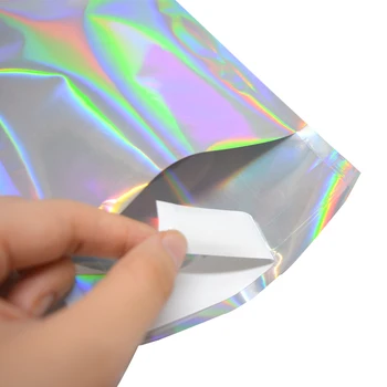 100 kos Hologram Aluminijaste Folije Samolepilne Torbica Kurirja Shranjevanje Vrečk Sredstev Poli Mailer Poštna Dostava Poštni Mošnje