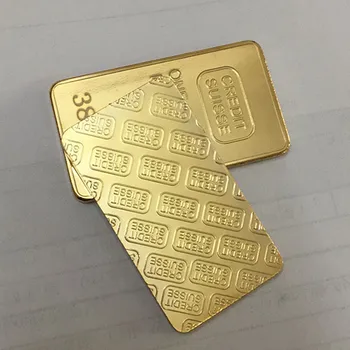 100 kos Št magnetni Kreditne plemenitih kovin, bar 1 OZ pozlačeni ingot značko 50 mm x 28 mm kovancev z Različnimi serijska številka