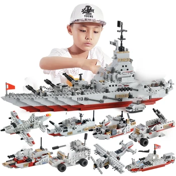 1000+ KOS Vojaške Ladje Mornarice Zrakoplova Vojske Številke gradniki LogoINGlys Vojske Ladje Gradnje Opeke Otroci Igrače