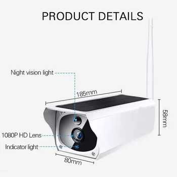 1080P HD Wifi Brezžična IP Kamera Home Security Nadzor Nepremočljiva Prostem Sončne Kamere IR Nočno Vizijo dvosmerni Audio Cam