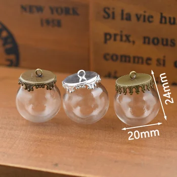 10set 20*15 mm votle steklene svetu z nastavitvijo znanja kroglice cap obkrožiti steklene viale obesek steklenici nakit obesek 1531
