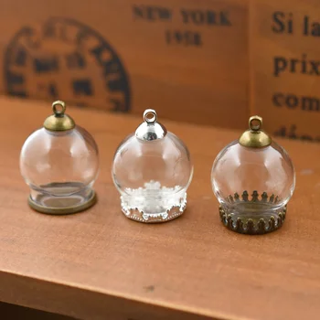 10set 20*15 mm votle steklene svetu z nastavitvijo znanja kroglice cap obkrožiti steklene viale obesek steklenici nakit obesek