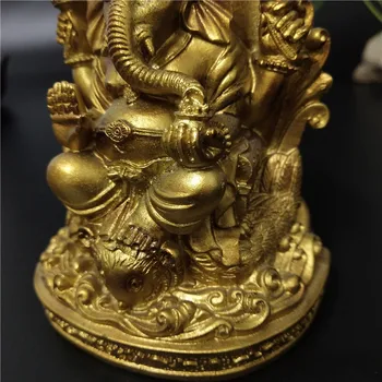 12 cm, Zlato Gospod Ganesha Kip Bude Slon Bog Skulpture Smolo Doma Dekoracijo Meditacija Big Buddha Kipi