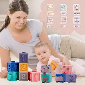 12pcs Baby Mehke Gume gradniki 3D Cartoon Živali, Obešanje Žogo Baby Masaža Gume Teether Izobraževalne Igrače Stisnite
