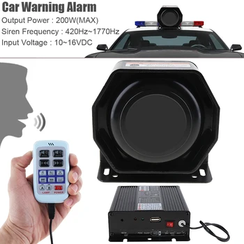 12V 200W 18 Ton Glasnih Avto Opozorilo Alarm Policijske Sirene Rog PA Zvočnik z MIC Mikrofon Sistem Brezžični Daljinski upravljalnik za Avto