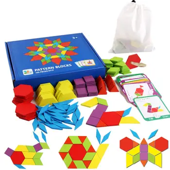 155pcs Lesene Vzorec Blok Nastavi Ustvarjalni Otroci Izobraževalne Igrače Montessori Razvojne možganov teaser jigsaw Igrača 4006