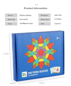 155pcs Lesene Vzorec Blok Nastavi Ustvarjalni Otroci Izobraževalne Igrače Montessori Razvojne možganov teaser jigsaw Igrača