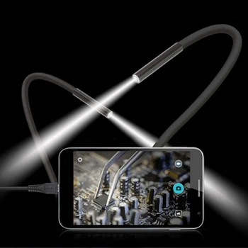 1M-10M 5,5 mm Endoskop Fotoaparat Borescope z 6LEDs Trde Žice, Prilagodljiv IP67 Nepremočljiva USB Mikro-Pregledovalna Kamera za Android PC
