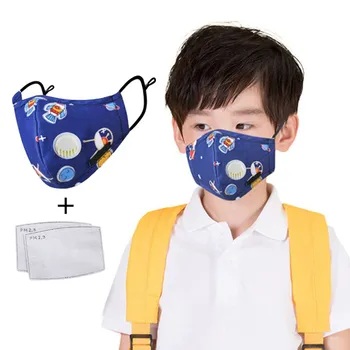 1pc Bombaž Usta Masko Otroci Stroj Onesnaževanja Respirator Dihalni ventil Prah pm 25 Masko za Prah&2pcs oglje Filter pm2.5