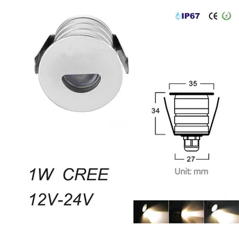 1W CREE IP65 DC12V Mini LED Svetilka Downlight Doma Vrt, Kopalnica SPA Kopalnica Spot tanke Stene, Stopnice, Žarnice za Razsvetljavo