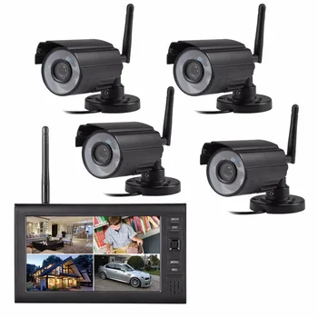 2.4 G digitalne brezžične kamere z 7 palčni LCD-integrirano video kamero 4ch brezžični baby monitor CCTV sistema za zaščito,