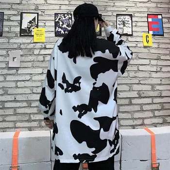 2 kos postavlja ženske Hong Kong krava tiskanja dolgo sleeved majica + zavesa široko noge priložnostne hlače ženske študentov pomlad jesen ulične 16308