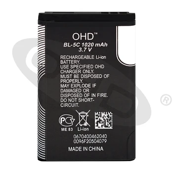 2 Kos/Veliko OHD BL-5C BL5C BL 5C Zamenjava Li-ionska Litij Baterija 1020mAh Baterij Nokia 1112 1208 1600 2610 2600 n70 n71