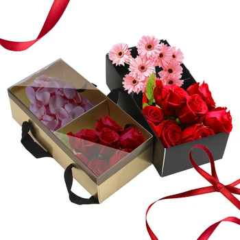 2 Omrežij Prenosni Cvet Pakiranje Škatla z PVC Kritje DIY svate Obrti Cvet Sladica Gift Box Zložljiv Cvet Pakiranje Polje