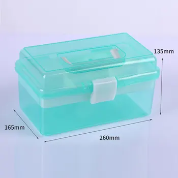 2 Plast Plastična Škatla za Shranjevanje Večnamensko Prenosni Komplet za Manikuro Primeru z Ročnimi za Oblikovanje Nohtov Orodja 26x16.5x13.5 cm WWO66