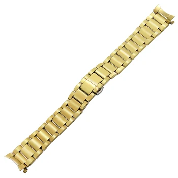 20 mm, 22 mm, iz Nerjavnega Jekla Watchband Ukrivljen Koncu Trak za IWC Moški Ženske Gledajo Band Metulj Sponke Zapestja Srebrna Zlata