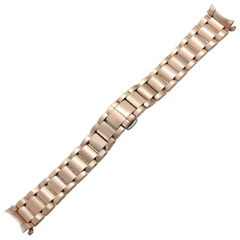 20 mm, 22 mm, iz Nerjavnega Jekla Watchband Ukrivljen Koncu Trak za IWC Moški Ženske Gledajo Band Metulj Sponke Zapestja Srebrna Zlata