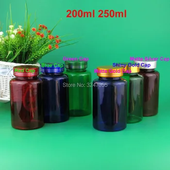 200 ml 250 ml Prazne Zelene Plastike Medicine Kapsule Pakiranje Steklenica, Modra/Rdeča Visoke Kakovosti Medicinskih Tablete/Policami za Shranjevanje Posode