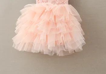 2017 Dekleta Čipke Rose Večplastna Torto Obleko Baby Princesa Ruffles Tutu Očesa Roza Obleko Debelo 5pcs/veliko