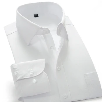 2018 Priložnostne Socialne Formalno rokavi Moški z dolgimi Rokavi Poslovnih Slim Fit Urad Majica moški Bombaž Mens Obleko bele Srajce 4XL 5XL