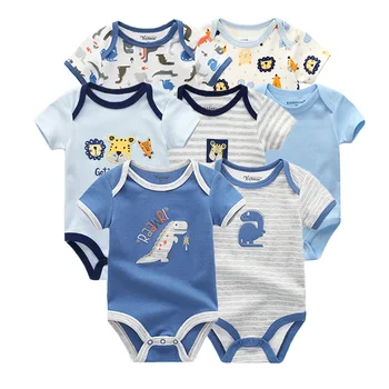 2019 Baby Boy Oblačila Novorojenčka Samorog Baby Girl Obleke Bodysuits Jumpsuit Kompleti Oblačil Ropa 0-12M Kratek Rokav 7PCS/veliko 18814