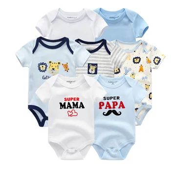 2019 Baby Boy Oblačila Novorojenčka Samorog Baby Girl Obleke Bodysuits Jumpsuit Kompleti Oblačil Ropa 0-12M Kratek Rokav 7PCS/veliko