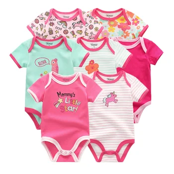 2019 Baby Boy Oblačila Novorojenčka Samorog Baby Girl Obleke Bodysuits Jumpsuit Kompleti Oblačil Ropa 0-12M Kratek Rokav 7PCS/veliko