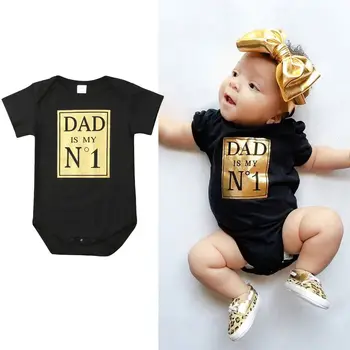 2019 Newborn Baby Toddler Dekleta Obleke, Fantje Bodysuit Playsuit Oče No. 1 Jumpsuit Sunsuit Oblačila