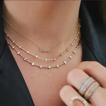 2019 Nova zasnova 925 sterling srebro mikro utrla cz pismo šef ogrlica srebrno zlato barvo ženske, nakit