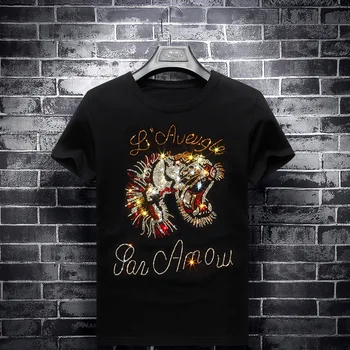 2019 Svetlo Okrasnih Tiger Majica S Kratkimi Rokavi Moški Modni Oblačila Ulične Kratek Rokav O Vratu Modal Bombaž Tshirts Camisetas Hombre