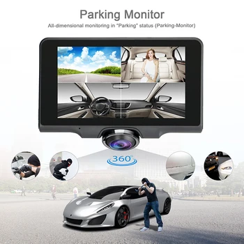 2020 Avto DVR Dvojni Zapis 360 5 Palčni IPS GPS Sledenje 1080P Avto Video Snemalnik Dash Cam carblackbox PI50 za Parkirni prostor Monitor