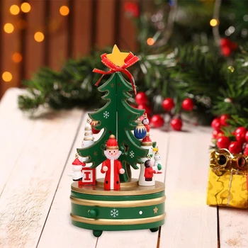 2020 Božično Drevo Music Box Okraski Božič Lesene Vrtenjem Glasbe Polje Božič, Notranja Dekoracija Za Darilo Otrok