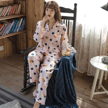 2020 jeseni dolgimi Rokavi Ženske Pižame določi Modni Lepo tiskanje homeWear Prosti čas Oblačila Ženske Dolge Hlače Pižame Določa More 36