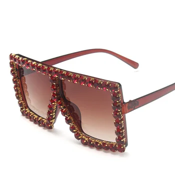 2020 Kvadratnih Mozaik Diamond sončna Očala Ženske Prevelik Osebnost Visoke Kakovosti Ženska sončna Očala Pregleden Barvni Okvir UV400