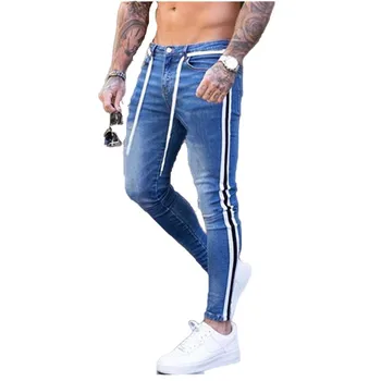2020 Moške Hip-hop Trak Jeans Hlače Modni Slim Moške Dolge Hlače Big Velikost blagovne Znamke Skinny Jeans Stretch Svinčnik Hlače