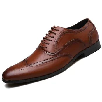 2020 Moških Brogue Obleko Čevlje Oblikovalca Poslovnih Urad Čipke-Up Loafers Priložnostne Vožnjo Čevlji za Moške Ravno Stranka Pravega Usnja Čevlji 20369