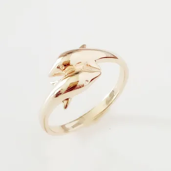 2020 Nov Modni Obroči 585 Zlata Barva Ženske, Nakit Vroče Prodajo Srčkan Dolphin Obliko Kovinski Obročki Modelov za Ženske