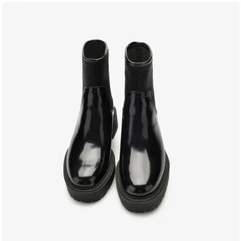 2020 Nove Chelsea Čevlji Elastična Naselitve Čevlji Za Ženske Krog toe Debel-soled Naguban Škornji škornji