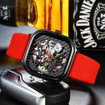 2020 novih moških samodejni watch top blagovne znamke luksuzni silikonski trak votlih Švicarski kvadratnih top ten ure