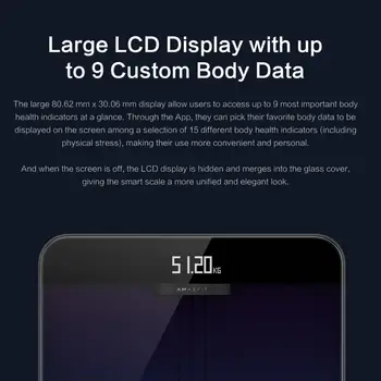 2020 Novo Amazfit Smart Obsega Kopalnico Wifi Povezavo Telesne Maščobe Snemanje 180KG Zdravje Poročilo LCD Dot Zaslon