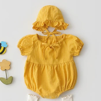2020 Novo Poletje Malčke Baby Dekleta Princesa Igralne Obleke Newborn Baby Oblačila Bombaž Bo Ustrezala Romper+Pokrivalo Za Malčke Baby Jumpsuit Kombinezon