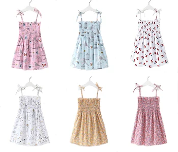 2020 Novo Poletje Otroška Moda Princesa Cvetlični Backless Zanko Obleko Dekleta, Oblačila Za Otroke, Oblačila, Obleke,