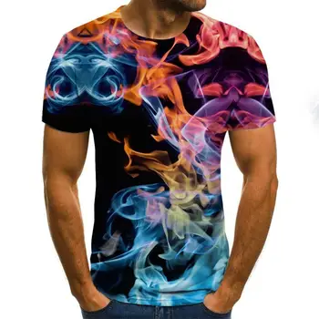 2020 nueva Camiseta 3d Camiseta Priložnostne Vrh Camiseta Streatwear manga corta dibujo de fuego de verano par hombres XXS-6XL